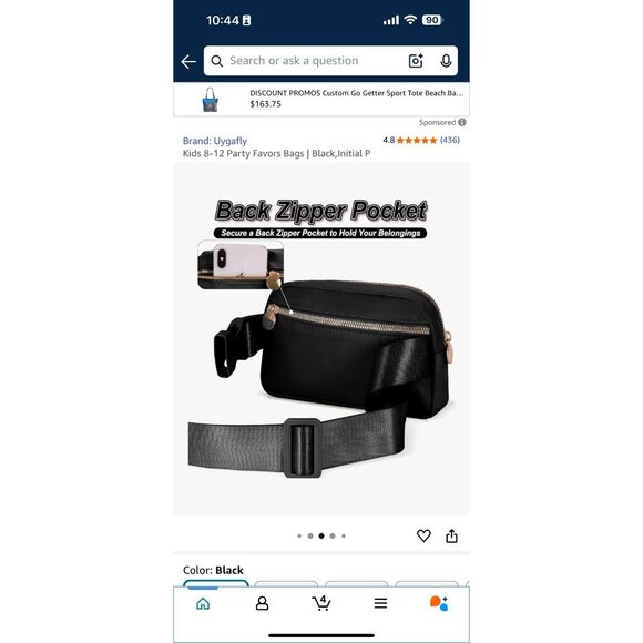 Fanny Pack Or Crossbody, Shoulder Bag Has Initial “J” With Sparkle On Black - Picture 4 of 5